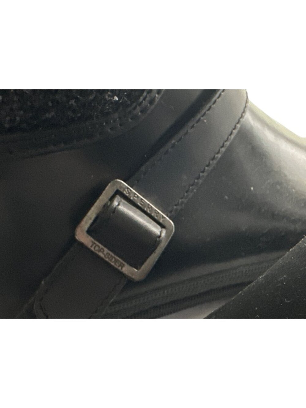 Sperry Black Glitter Quilted Waterproof Rubber Rain Boots Top Sider Size 9 - Picture 6 of 8